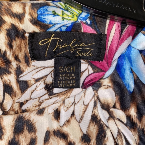 Thalia Sodi Brown Leopard Floral Print Scuba Midi Sheath Dress - Picture 12 of 14